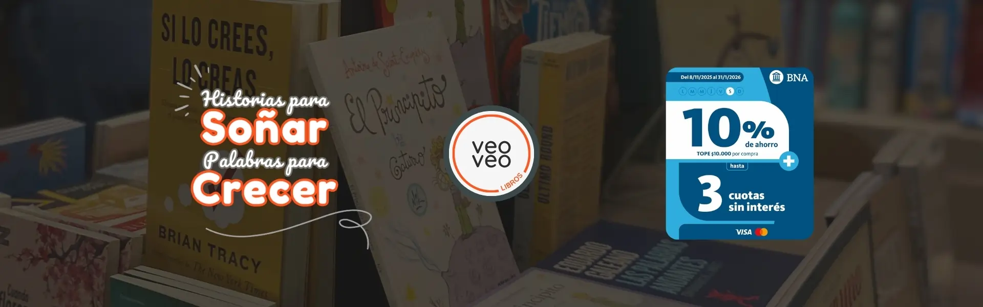 Home 5 10% de descuento - 3 cuotas sin interés - MODO BNA - Veo Veo Libros - 2025 - 1920x600